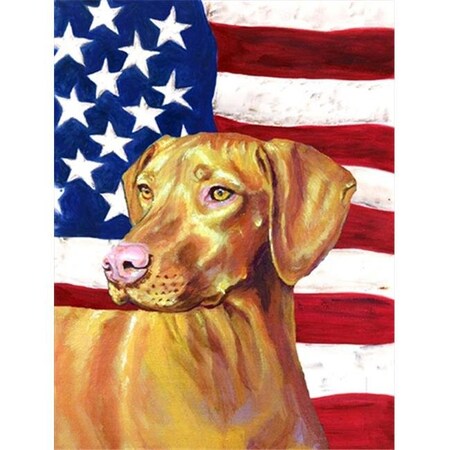 Carolines Treasures Carolines Treasures LH9012CHF 28 x 40 In. Usa American Flag With Vizsla Flag Canvas; House Size LH9012CHF
